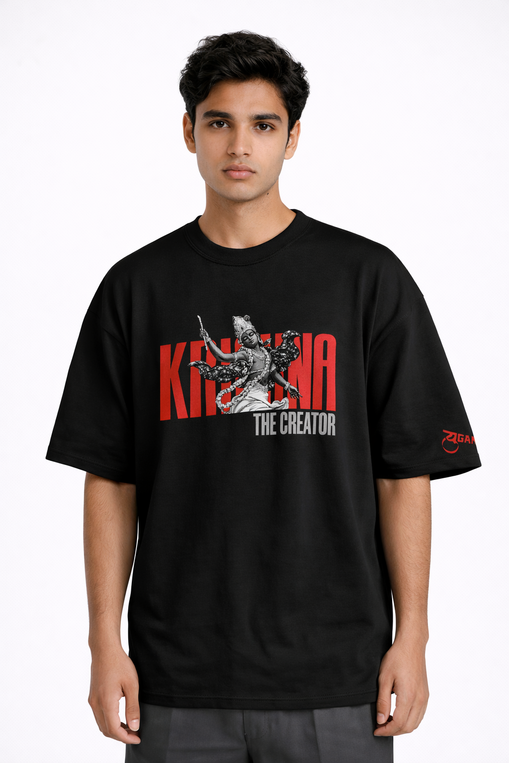 Krishna oversized t-shirt front design
Krishna creator graphic t-shirt India
Krishna oversized streetwear t-shirt