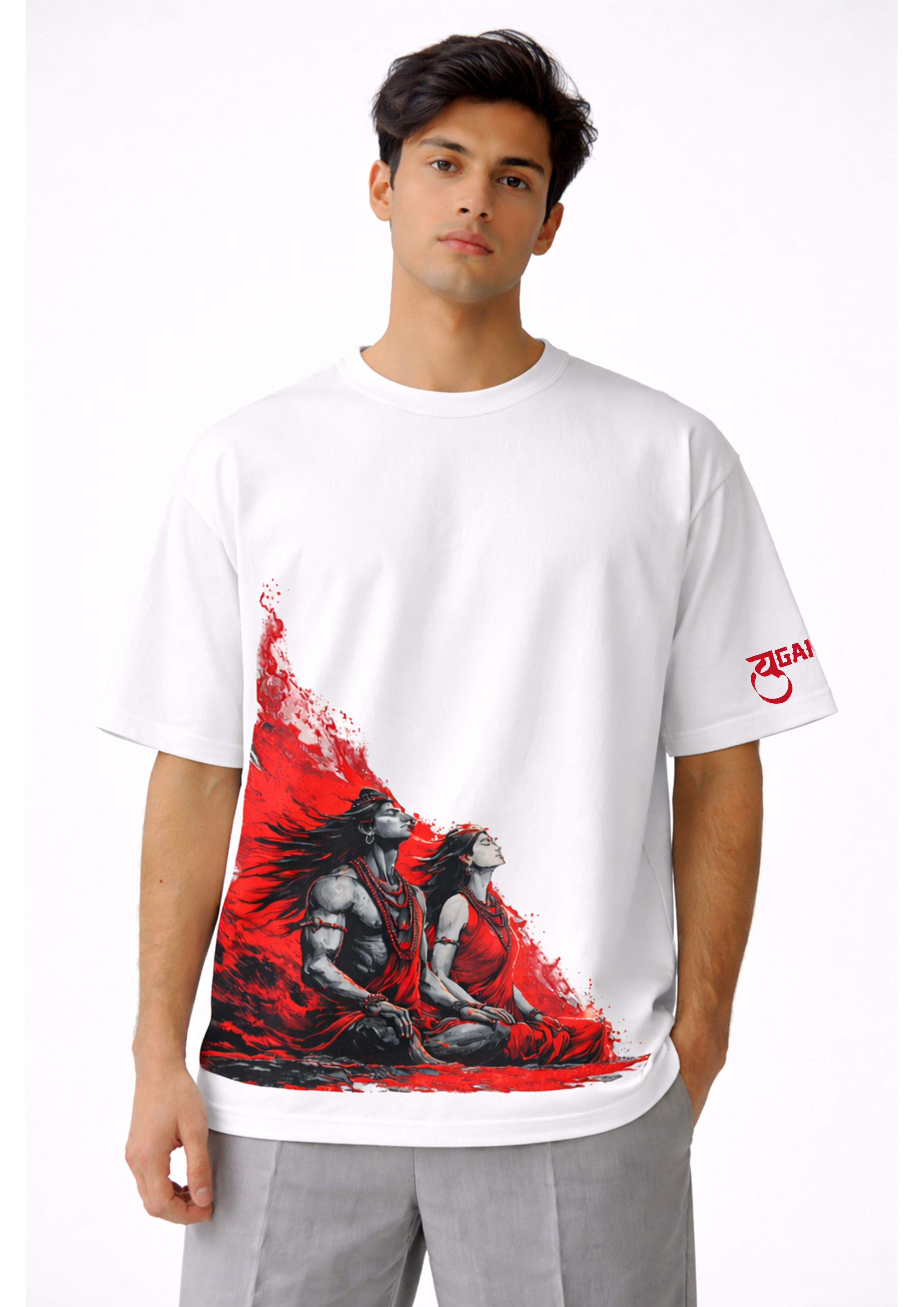 Shiva Shakti Graphic Print Oversized T-Shirt – Balance & Power Streetwear