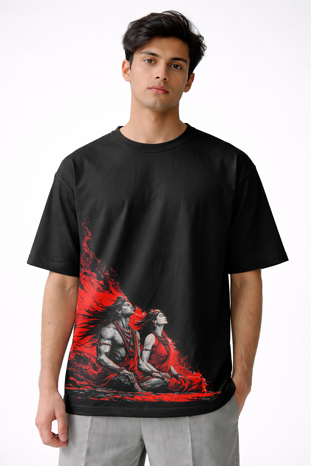 Shiva Shakti oversized t-shirt design
Shiva Shakti graphic streetwear t-shirt India
Shiva Shakti meditation artwork t-shirt