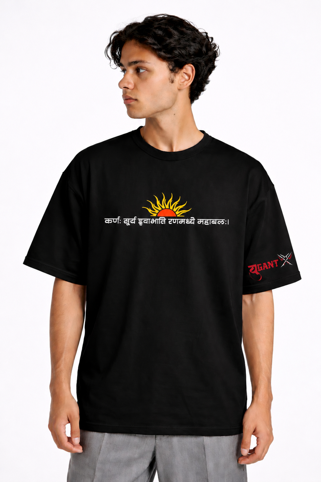 SuryaPutra Karna Graphic Print Oversized T-Shirt – The Unmatched Archer